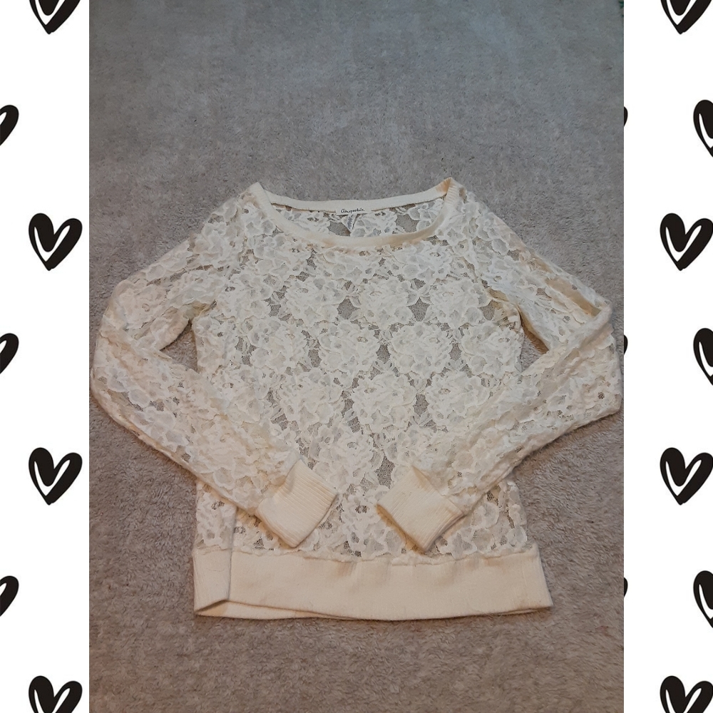 Sexy Sheer Lace Aeropostale Long Sleeved Top NWOT